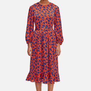 Elegant Blue and Orange Patterned Dress